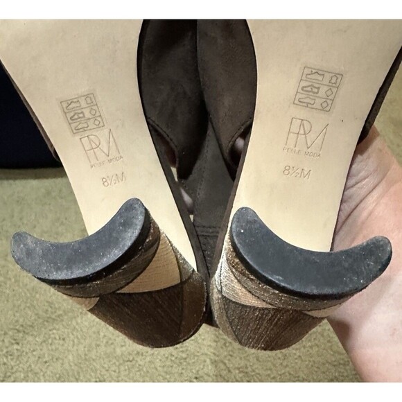 Pelle Moda Brown Suede‎ Open-Toe with Strap, 4.5 Inch Heels Size 8.5 Stiletto - Picture 8 of 9